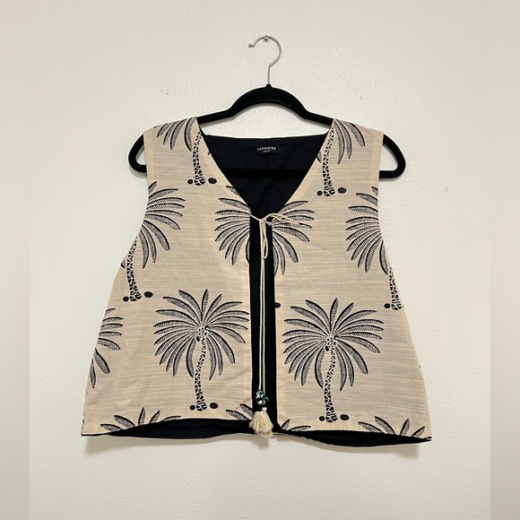 Vintage Tops - Vintage Y2K Sapphire tropical palm tree printed tapestry vest top